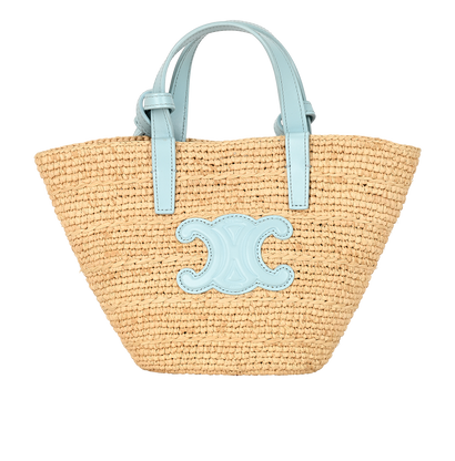 Nano Supple Classic Panier, &pound;595, Handbags, Beige/Blue, Leather/Raffia, Front view